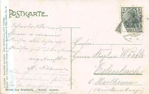 Arenberg Kirche Inneres gl1911 146.487