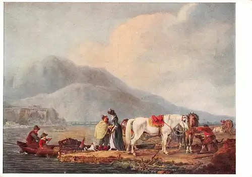 Tiere: Pferde Überfahrt über den See Gemälde von Wilhelm Kobell ngl 150.796