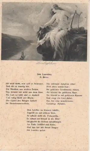 Loreleyfelsen bei St. Goarshausen mit Gedicht ngl 219.437