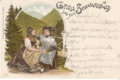 Gruss aus dem Schwarzwald Litho gl1899 D0471