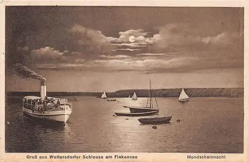 Gruß aus Woltersdorfer Schleuse am Flakensee Mondscheinnacht ngl 151.262