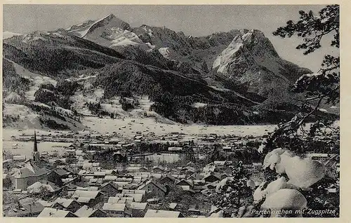 Partenkirchen mit Zugspitze im Schnee ngl D0968