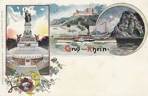 Gruß vom Rhein Litho um 1900 ngl D0987