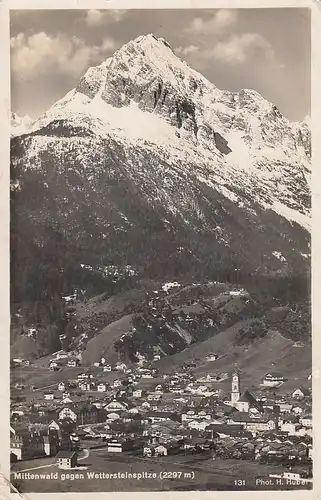 Mittenwald a.d.Isar gegen Wettersteinspitze gl1937 D2608