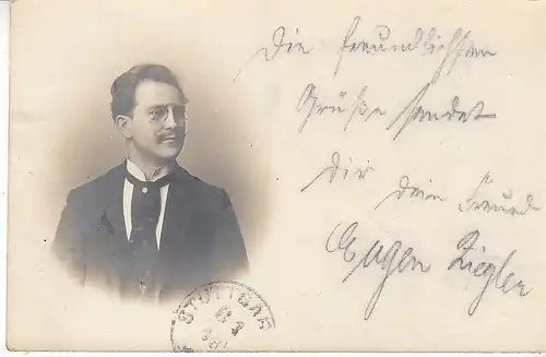 Stuttgart Gruß von Eugen Ziegler an Eugen Flattich gl1901 D0659