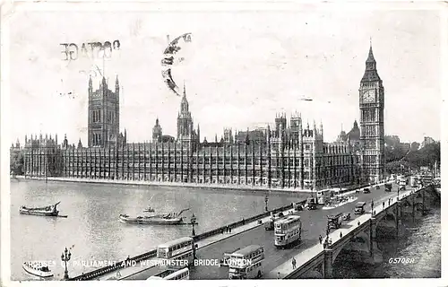 England: London Houses of Parliament and Westminster Bridge gl1952 147.347