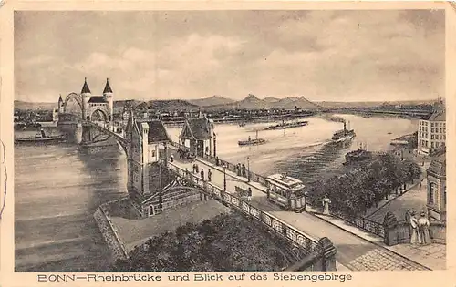 Bonn Rheinbrücke und Blick auf das Siebengebirge ngl 145.928