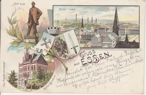 Essen (Ruhr) Litho Alfred Krupp, Panorama, Kohlen-Syndicat bahnpgl1898 220.071