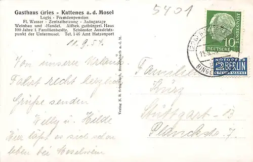 Kattenes a.d.M. Gasthaus Gries gl1954 146.162