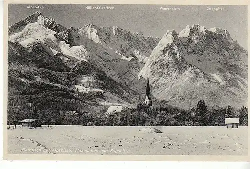 Garmisch mit Alpspitze, Waxenstein und Zugspitze ngl D0624