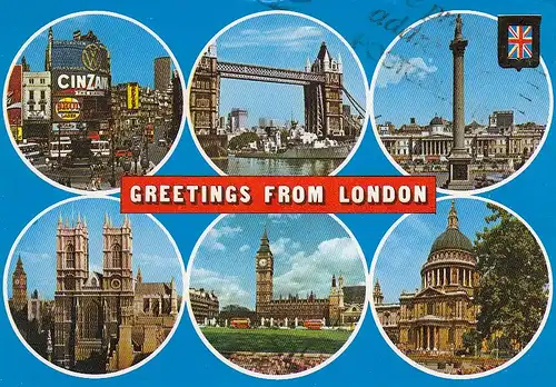 Greetings from London Mehrbildkarte gl1980 D5285