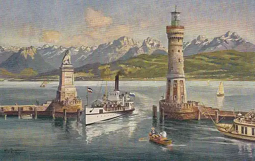 Lindau i.Bodensee Hafen-Einfahrt feldpgl1916 D1120