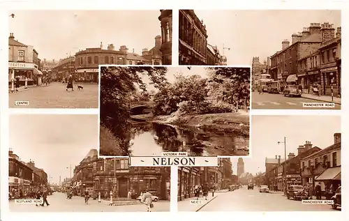 England: Nelson - Centre, Park Scotland Road and Manchester Road gl1954 146.640