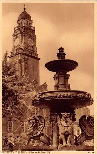 England: Leicester - Town Hall and Fountain gl1954 146.559