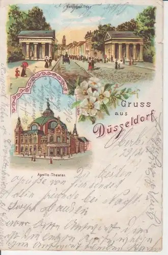 Düsseldorf Ratinger Tor und Apollotheater Litho gl1902 219.910