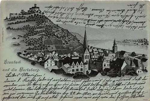 Braubach Panorama mit der Marksburg bahnpgl1904 146.316