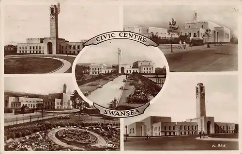 Wales: Swansea - Civic Centre, 5 Views gl1935 146.936