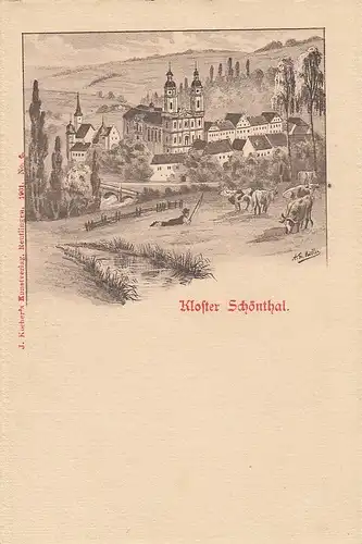 MÜLLER Kloster Schönthal an der Jagst Künstlerkarte Büttenkarton ngl D3214