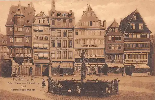 Frankfurt a. M. Alte Häuser u. Gerechtigkeitsbrunnen am Römerberg ngl 151.986