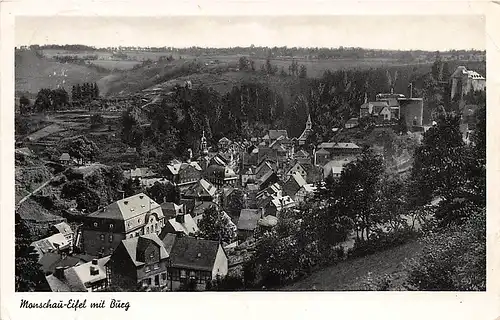 Monschau-Eifel Panorama mit Burg gl1951 145.731