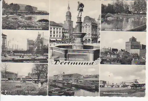 Dortmund Mehrbildkarte Reinholdkirch Bläserbrunnen Hafen gl1961 221.065