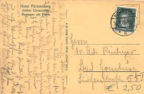 Remagen Hotel Fürstenberg gl1927 146.482