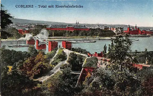 Koblenz Panorama mit Eisenbahnbrücke ngl 146.036