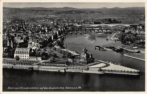 Koblenz Deutsches Eck Kaiser-Wilhelm-Denkmal Panorama gl1936 146.075