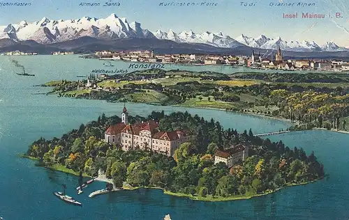 Bodensee,Insel Mainau, Konstanz, Alpenkette gl1931 D3427