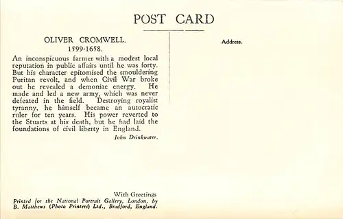 England: National Portrait Gallery (536) Oliver Cromwell ngl 147.114