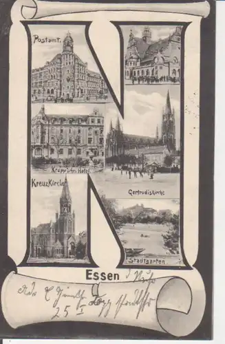 Essen (Ruhr) - Post, Krupp'sches Hotel, Kirchen und Stadtgarten gl1908? 220.066