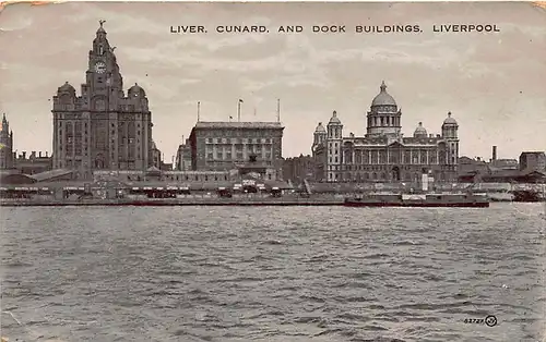 England: Liverpool Liver Cunard and Dock buildings gl1925 147.174