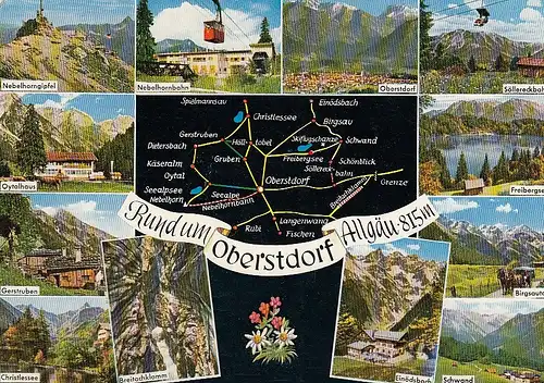 Rund um Oberstdorf/Allgäu Mehrbildkarte gl1965 D1911