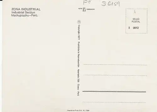 Perú Machupicchu Industrial Section ngl D6159