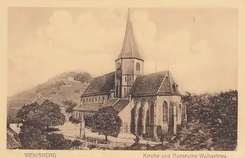 Weinsberg Württ. Kirche und Burgruine Weibertreu ngl D6269