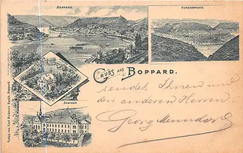 Boppard Litho Seminar Pension Henzler Vierseenplatz Panorama gl1897 146.203