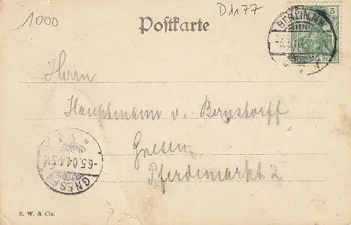 Berlin Gruss aus dem Restaurant Treppchen unter den Linden gl1904 D1177