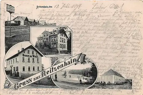 Reitzenhain Litho Neue Welt Malzhaus Kurhaus Bahnhof gl1897 146.263