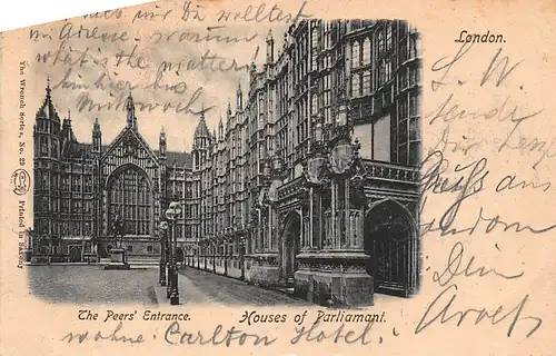 England: London Houses of Parliament The Peers' Entrance gl1902 147.417