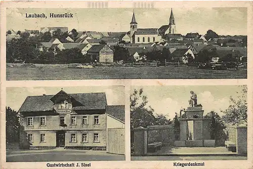 Laubach/Hunsrück Gastwirtschaft Sixel Denkmal Panorama gl1926 146.357