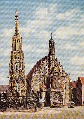 Nürnberg Der Schöne Brunnen u.die Frauenkirche ngl D6486