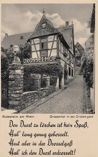 Rüdesheim a.RHein, Drosselhof i.d.Drosselgasse feldpgl1943 D1837