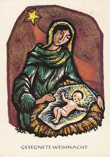 Weihnacht-Gruß Maria mit dem Kind - mundgemalt gl1970 D7003