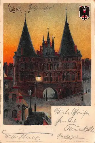 Lübeck Holstentor KLEY-Karte gl1900 149.294