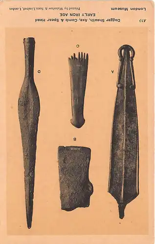 England: London Museum Dagger Sheath Axe Com and Spear Head ngl 147.105