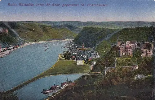 Ruine Rheinfels mit St.Goar, gegenüber St.Goarshausen ngl D1492