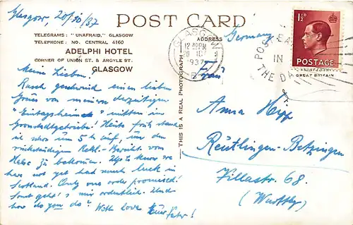 Schottland: Glasgow - Adelphi Hotel gl1956 146.909
