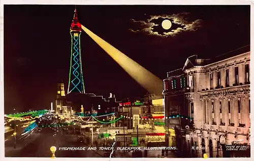England: Blackpool Illuminations Promenade and Tower gl1951 147.124