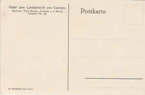 Cochem a.d. Mosel Hotel zum Landsknecht Lied ngl 218.812