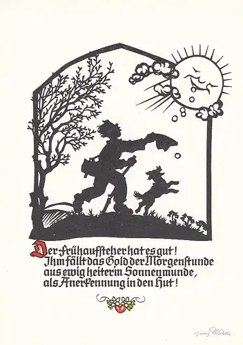 G.PLISCHKE Silhouette Der Frühaufsteher hat es gut ngl D4246